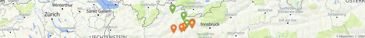 Kartenansicht für Apotheken-Notdienste in der Nähe von Lermoos (Reutte, Tirol)